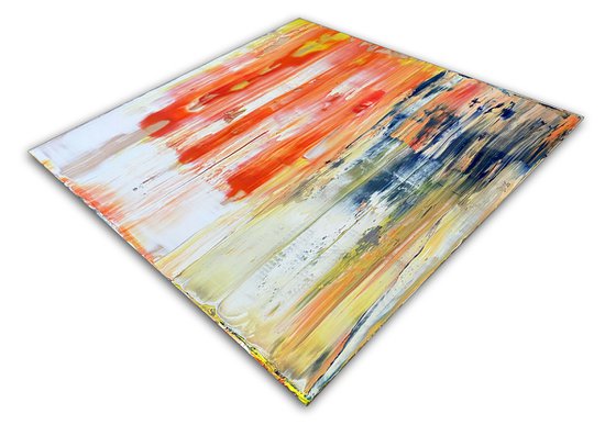 "Ice Cream Dream" - Original PMS Abstract Oil Painting On Plexiglass, Framed - 26" x 26"
