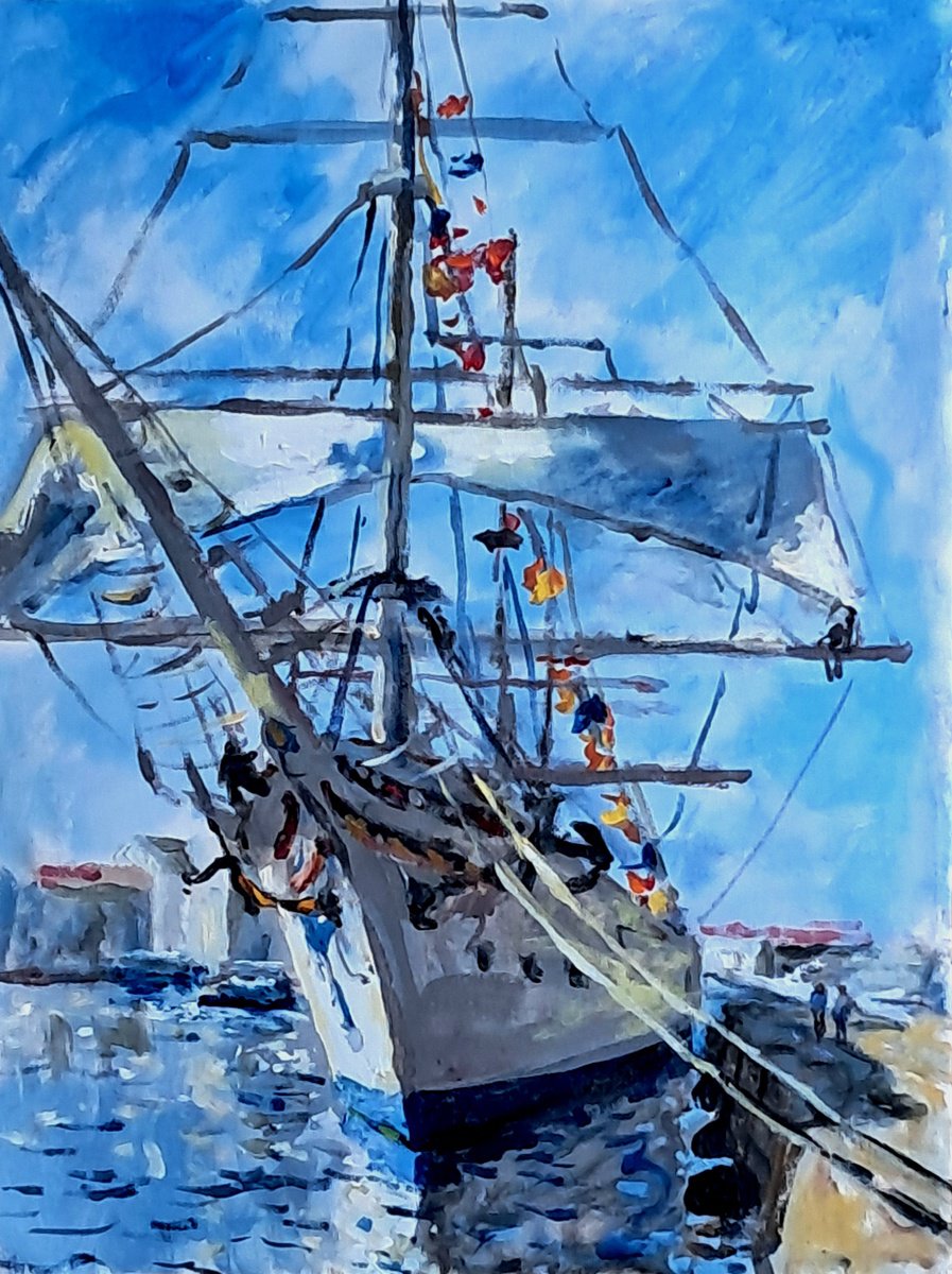  Sailing Boat By Dimitris Voyiazoglou, 17 X 20, Artwork For Sale On Artfinder