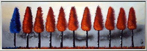 Colorful Autumn  acrylic abstract painting nature painting framed canvas wall art