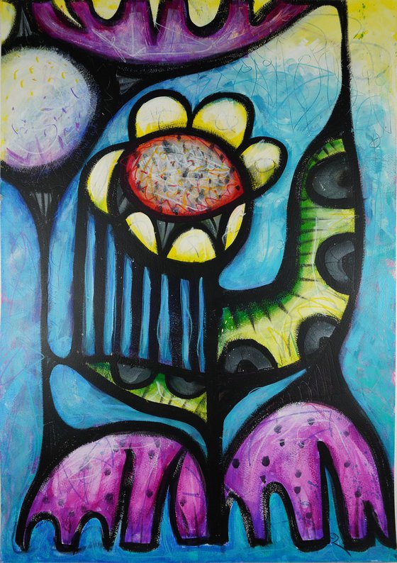 In The Garden (The contortions of plants in springtime) Original Painting A1 size