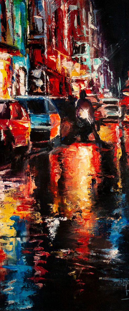 Night city after rain by Aleksandr Neliubin