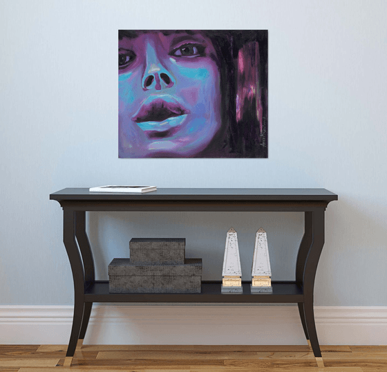 Electric Blue Female Portrait — Striking