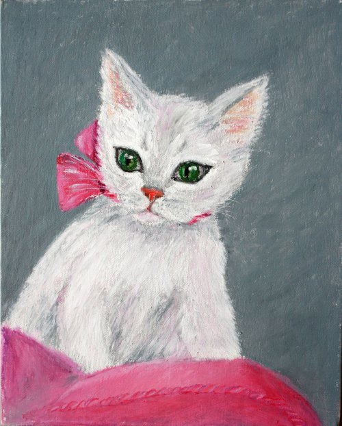 Lovely Kiku. Cat. Kitty /  ORIGINAL PAINTING by Salana Art Gallery