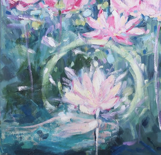 Oil painting Sleep Secret garden Lily