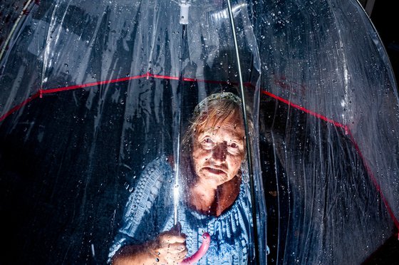 Lady with rain umbrella