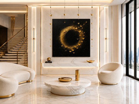 Gold Butterflies Around the Black Sun