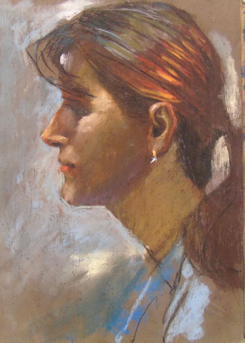 Photorealistic Portrait Pastel Drawing By Yuri Zelonuy, 12 X 16", Stranger 23, Original Artwork