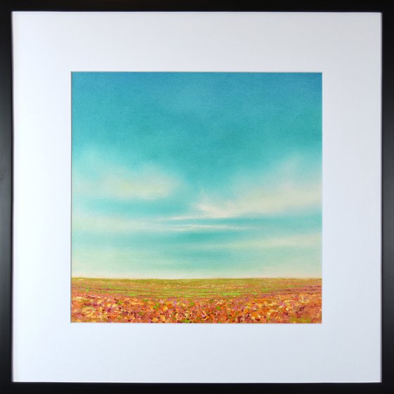 Orange Flower Field - Blue Sky Landscape