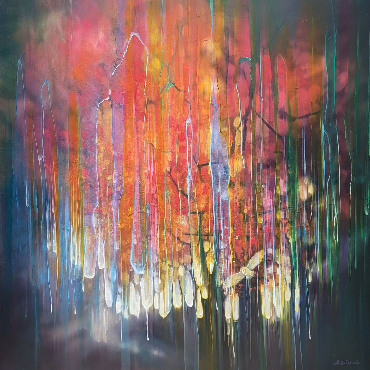 Expressive Landscape Oil Painting By Gill Bustamante, 30 X 30, The Spell Caster, Original Artwork