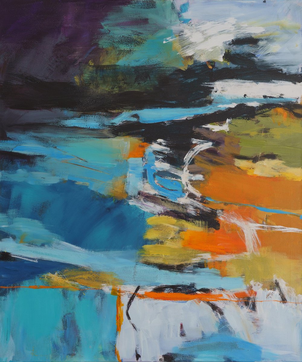 Abstract Acrylic Painting By Ira Ivanova, 39 X 47, Dynamic Flow, Original Artwork