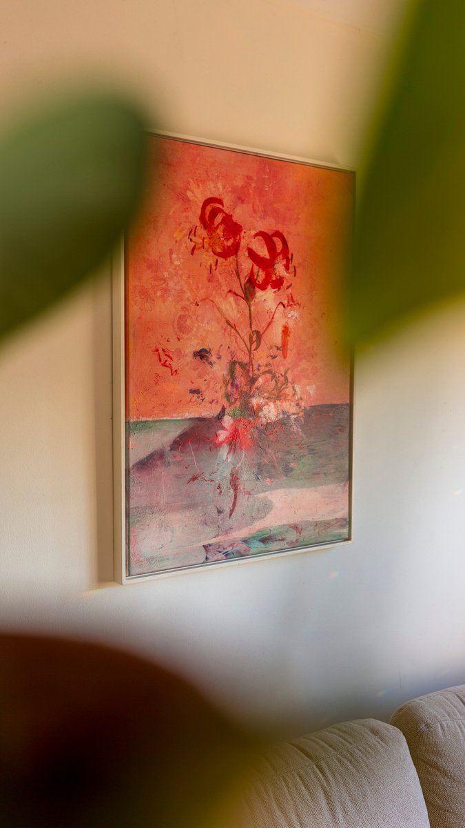 Botanical Painting By Teis Albers, 29 X 41", Florage, Original Artwork