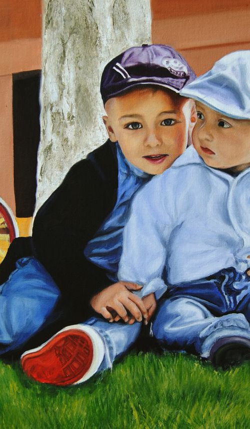 Custom Double  Portrait, Canvas painting, Child Custom portrait, Children painting by Simona Tsvetkova
