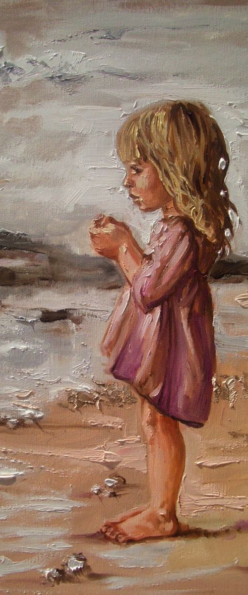" A WISH ... " SEA original painting palette knife GIFT MODERN URBAN ART OFFICE ART DECOR HOME DECOR GIFT IDEA by Monika Luniak