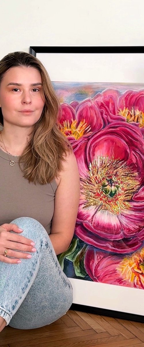 Crimson Peony by Julia Gorislavska