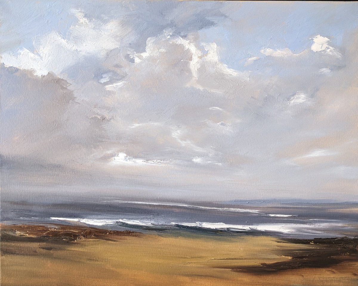 Impressionistic Landscape Oil Painting By Steve Keenan, 23 X 19", Stormy Red Wharf Bay, Original Artwork