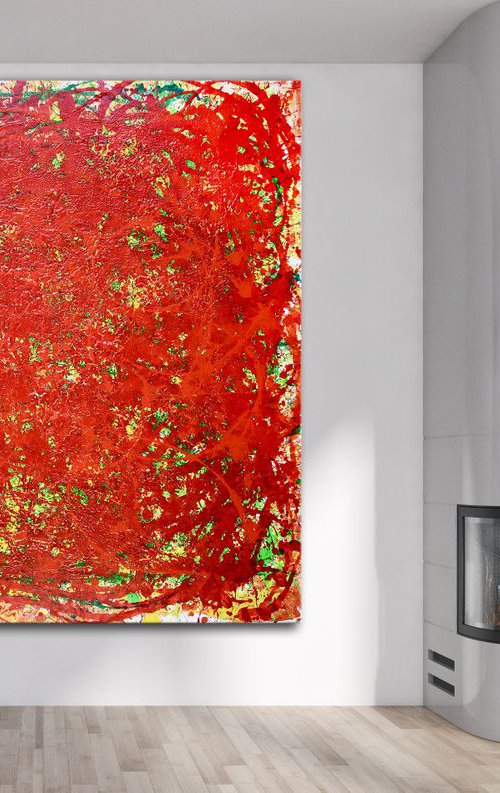Coming From The Red | Very large abstract painting by Nestor Toro