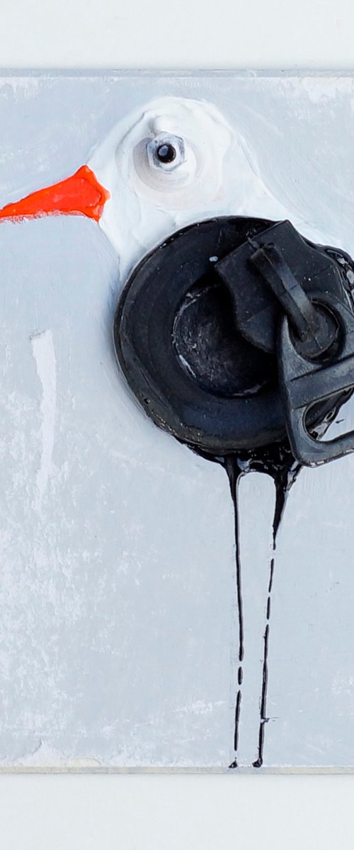 Bird series - 2 (30x30cm, mixed media collage, framed, ready to hang) by Ani Hovak