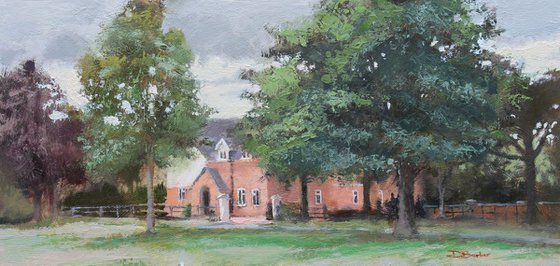 The House on the Green - original plein air oil painting