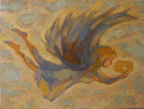 Angel with wings of Corn Bunting by Olena Kamenetska-Ostapchuk