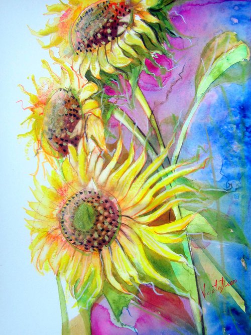 Sunflowers in Bloom by Violeta Damjanovic-Behrendt