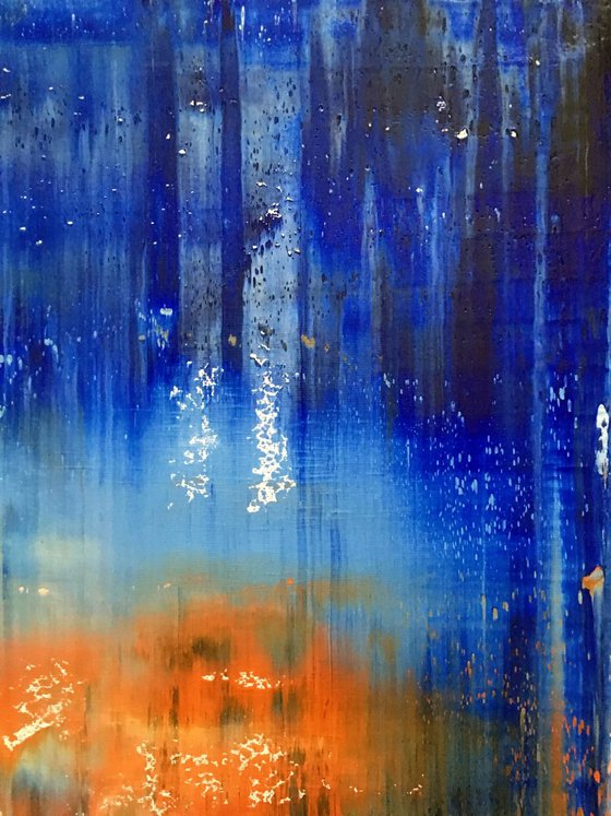 "Firewater" - FREE USA SHIPPING - Original PMS Abstract Oil Painting On Canvas - 16" x 20"