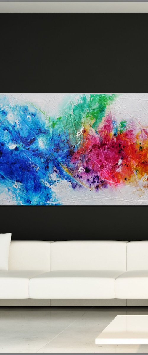 Colour Rush 240cm x 100cm Colourful Abstract Art by Franko