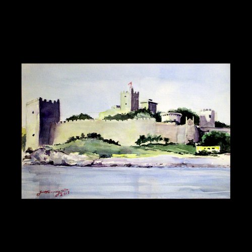 Bodrum Castle (Turkey), Watercolor on Paper, 30 x 20 cm by Jamaleddin Toomajnia