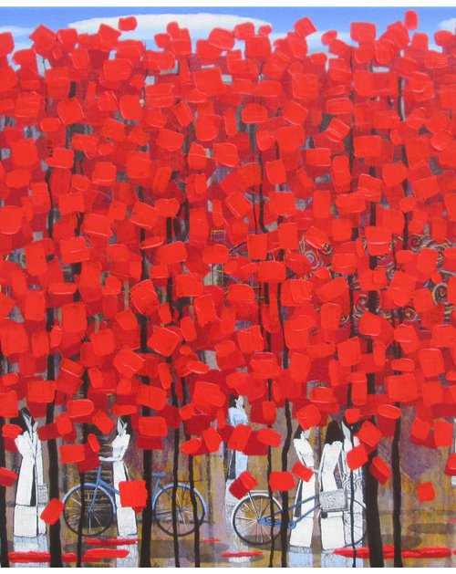 Rows of red trees # 9 by Xuan Khanh Nguyen