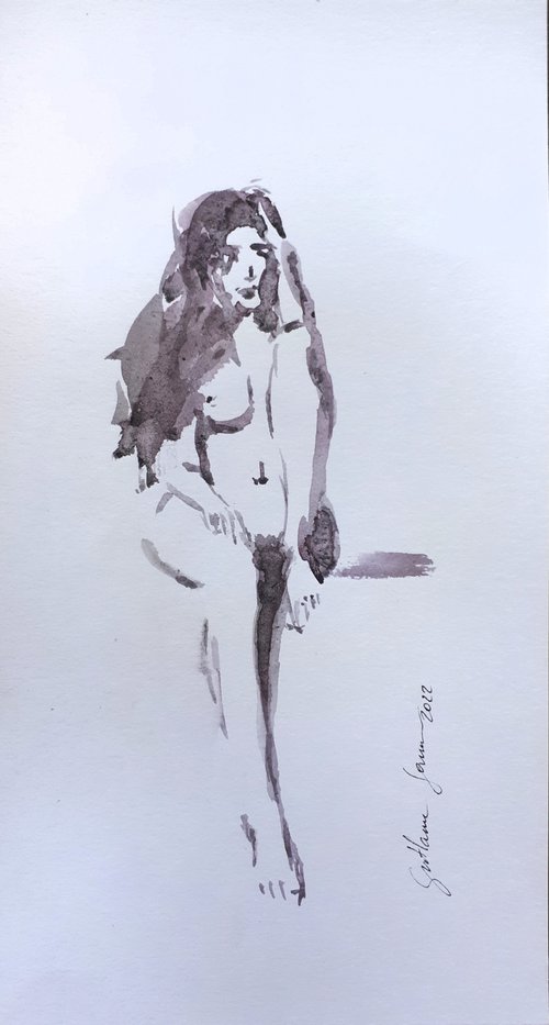 Nude Sketch 25.03 /  ORIGINAL PAINTING by Salana Art Gallery