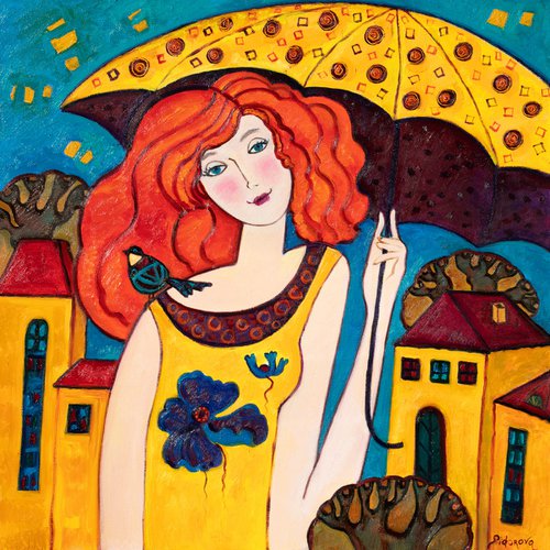 Yellow Umbrella-2 by Yelena Sidorova