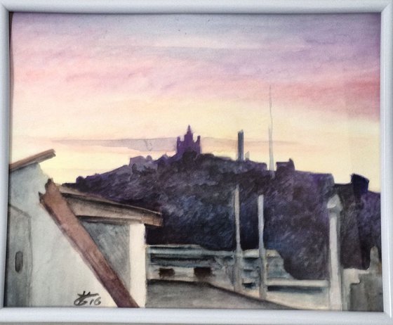 Dibidabo sunset from my Barcelona window n 2