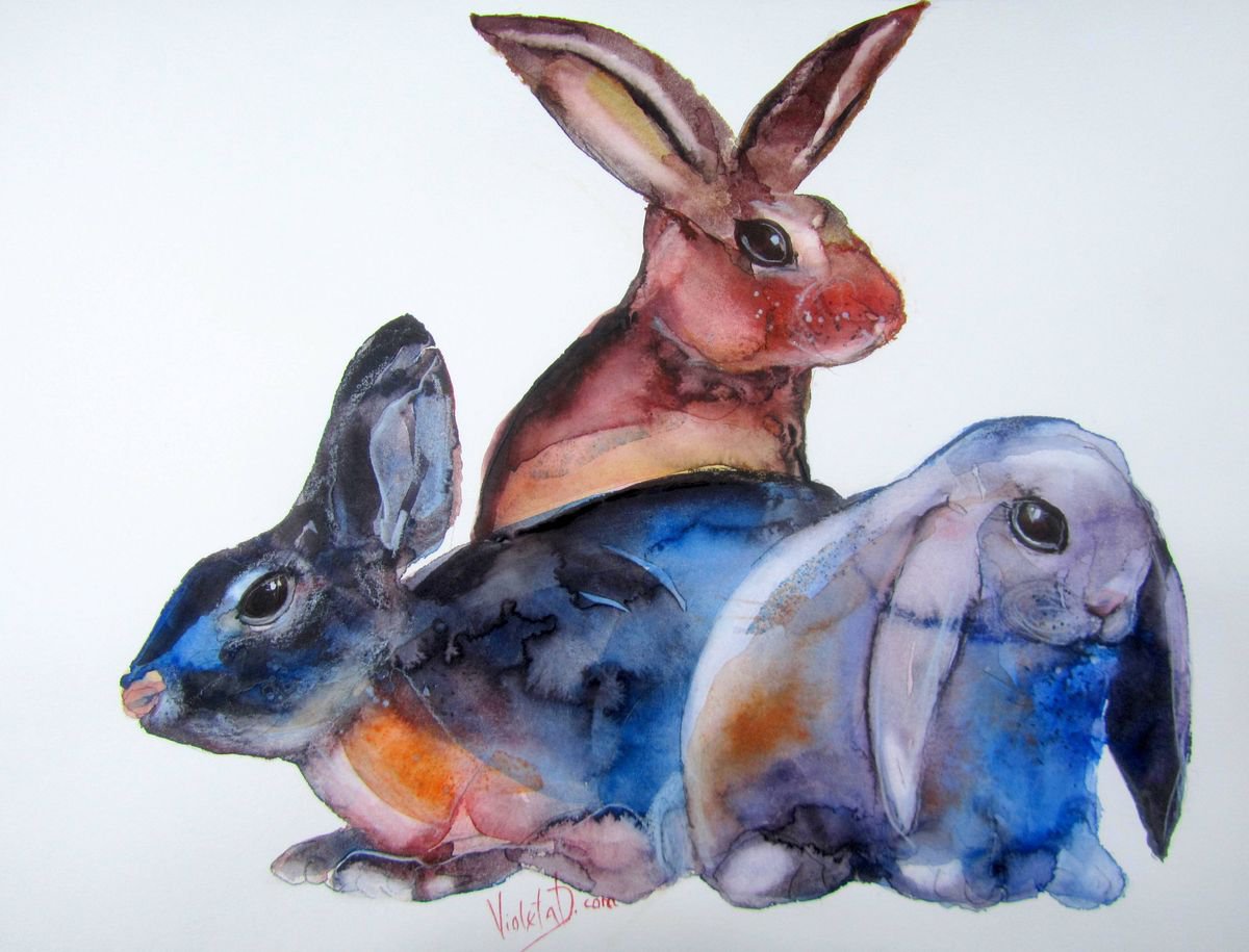 Three Hares by Violeta Damjanovic-Behrendt