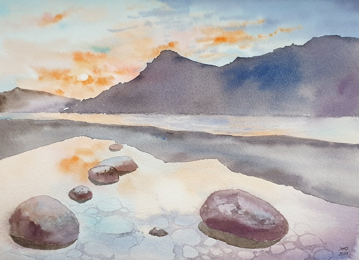 Impressionistic Landscape Drawing By Ksenia June, 12 X 9", Pure Morning, Original Artwork