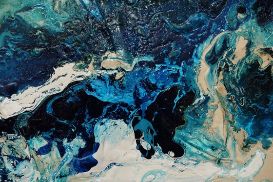 Squared Southern Oceans 150cm x 150cm Teal Textured Abstract Art