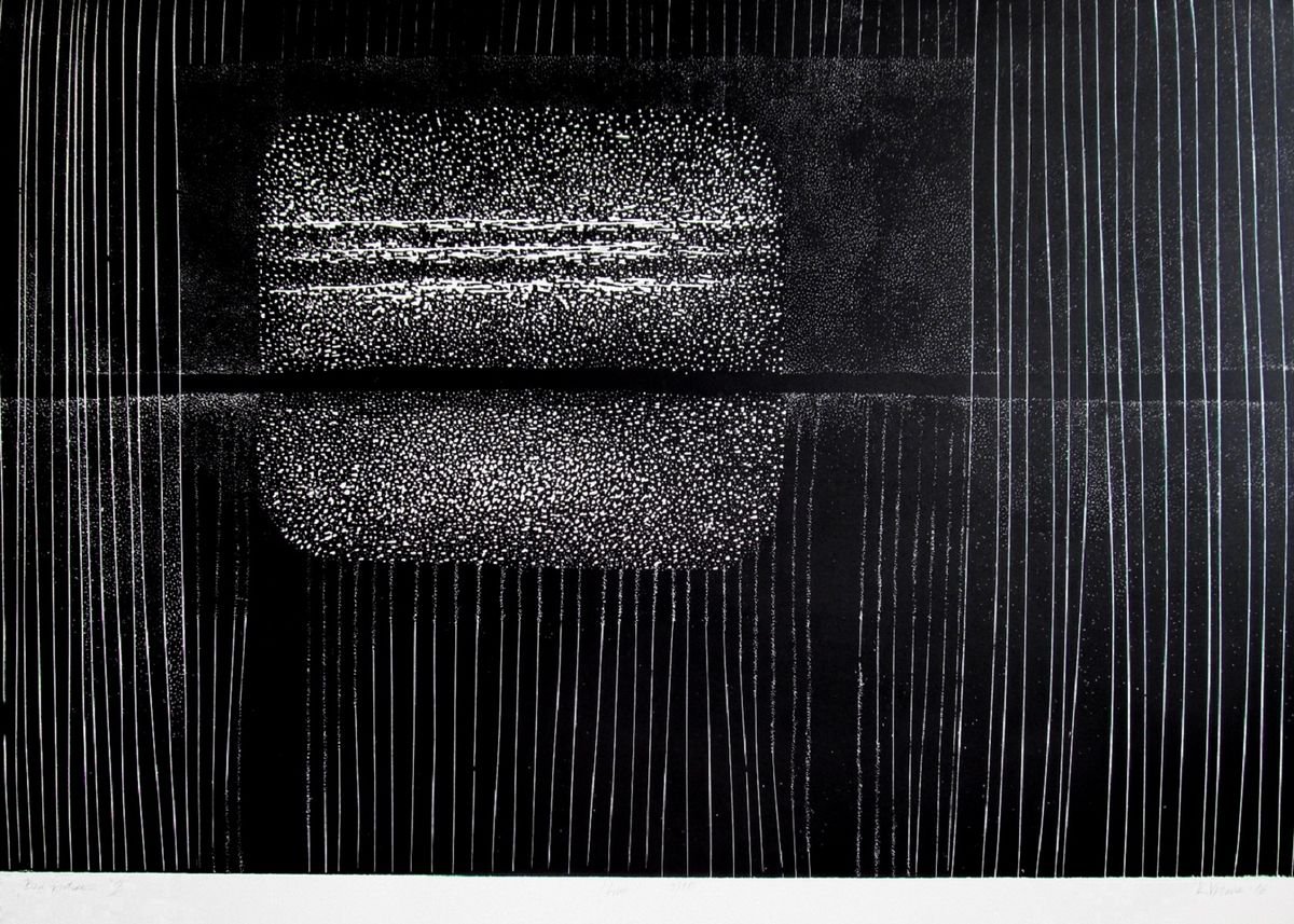 Organic Abstract Linocut By Kristina Vatova, 35 X 26", "Bad Picture...", Original Artwork