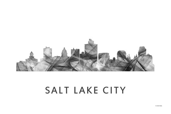 Salt Lake City Utah Skyline WB BW