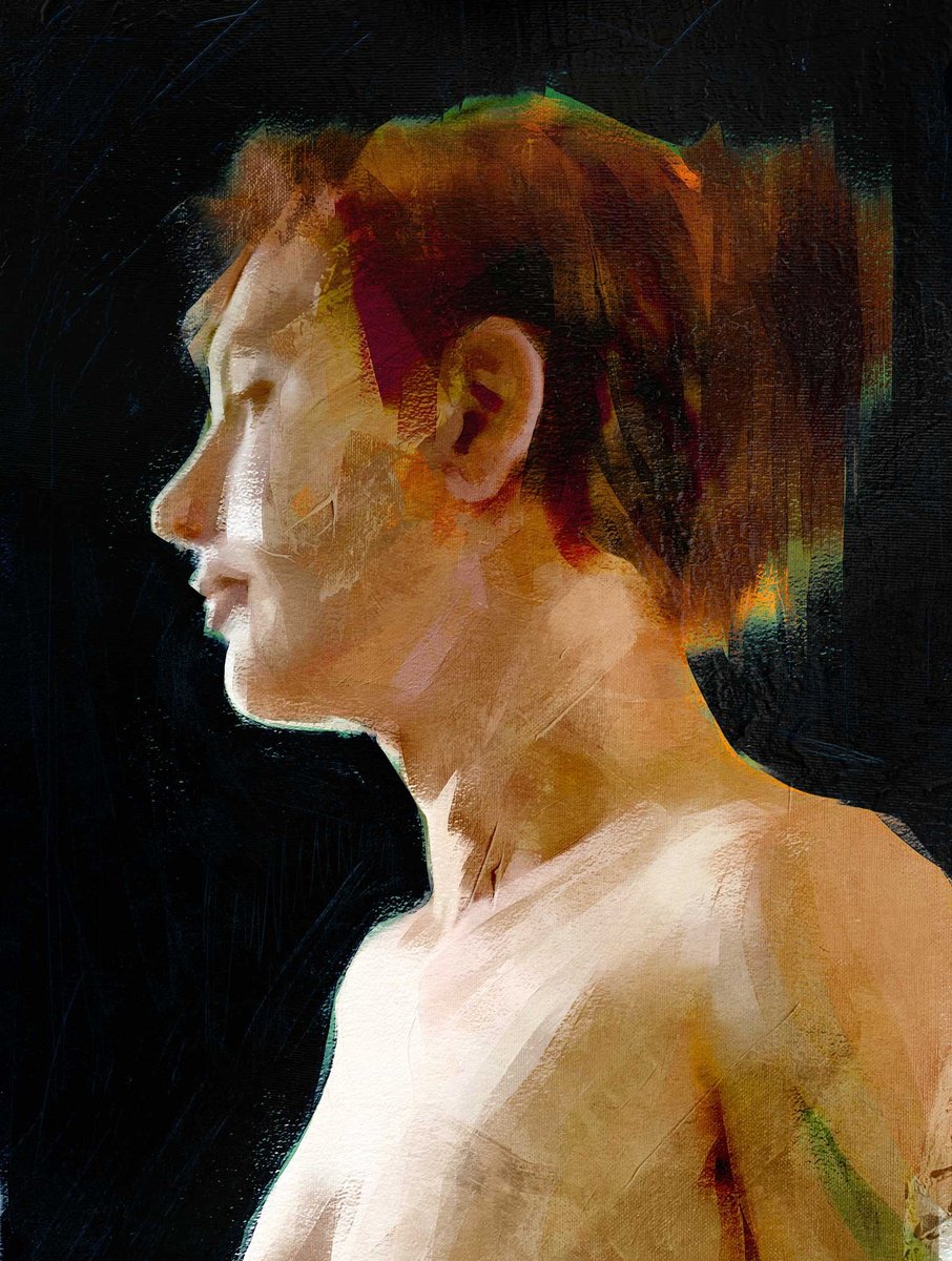 Impressionistic Portrait Acrylic Painting By Dario Moschetta, 16 X 21, Upcoming Signs 31, Original Artwork