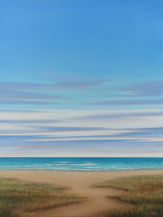 Beach Path - Modern Blue Sky Seascape