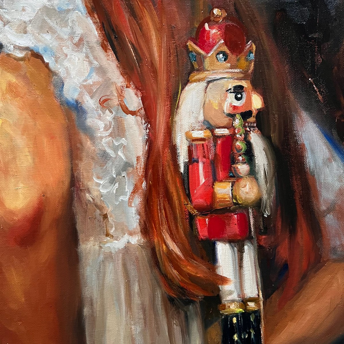 Expressive Portrait Oil Painting By Liubou Sas, 12 X 12", Christmas Gift, Original Artwork