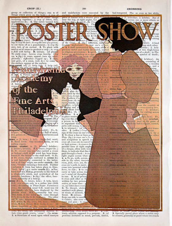 Poster Show, Pennsylvania Academy of the Fine Arts, Philadelphia - Collage Art Print on Large Real English Dictionary Vintage Book Page