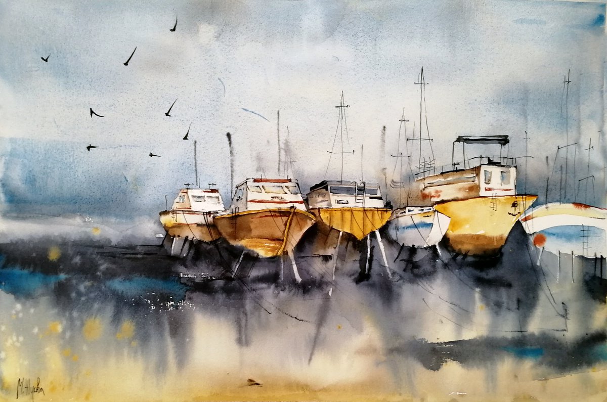 Boat painting by Marina Zhukova