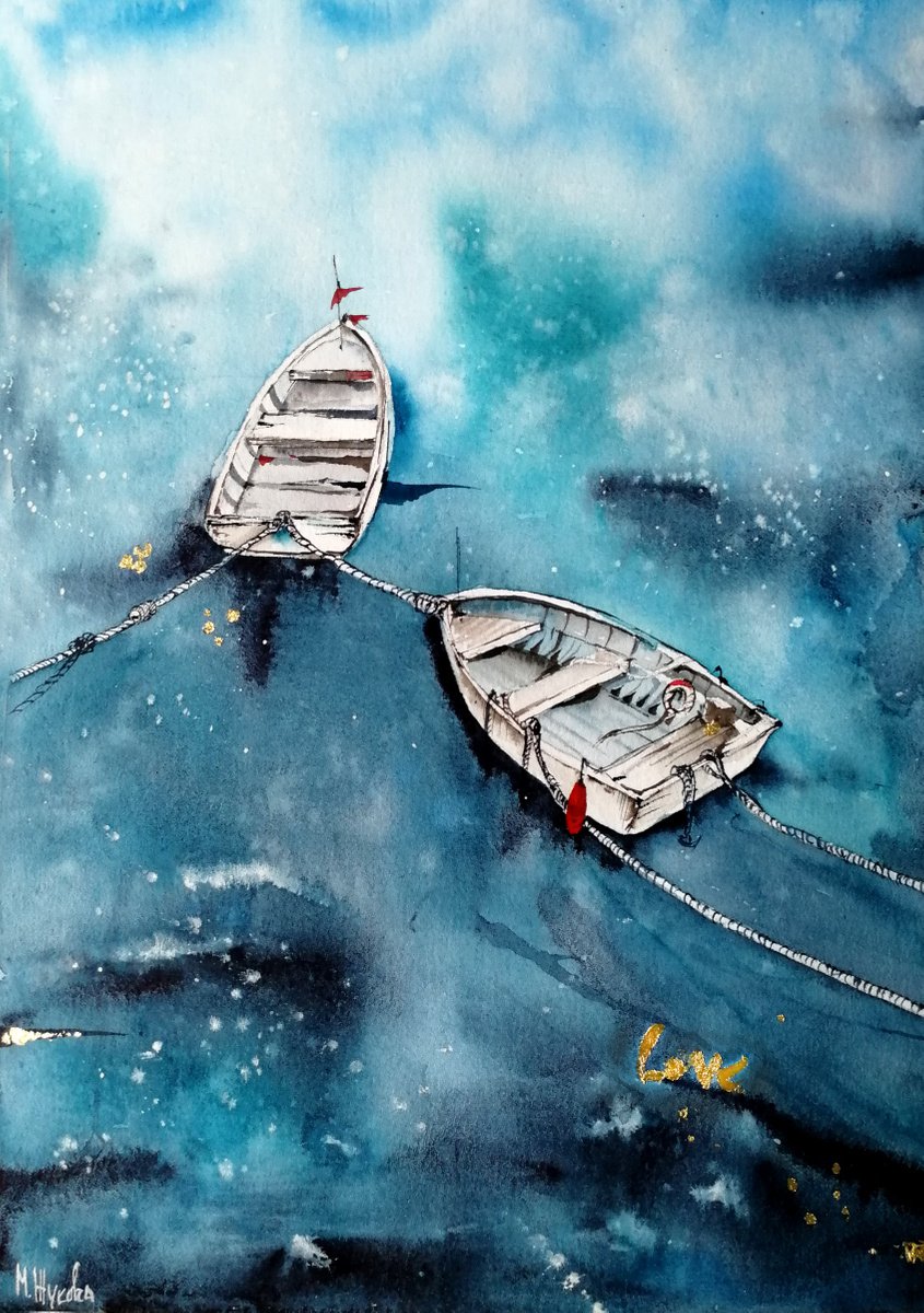 Blue boat by Marina Zhukova