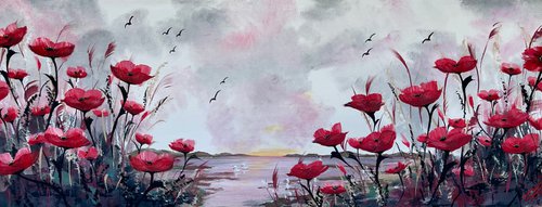 Red Poppies at Sunset by Marja Brown