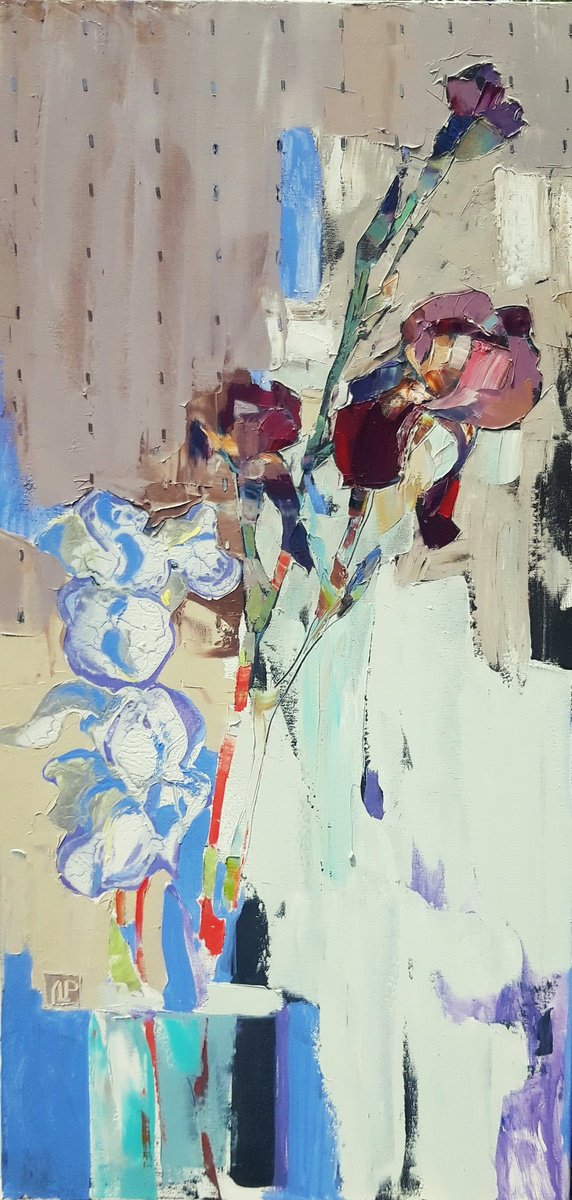 Morning Irises. By Lesya Ros, 24 X 47, Artwork For Sale On Artfinder