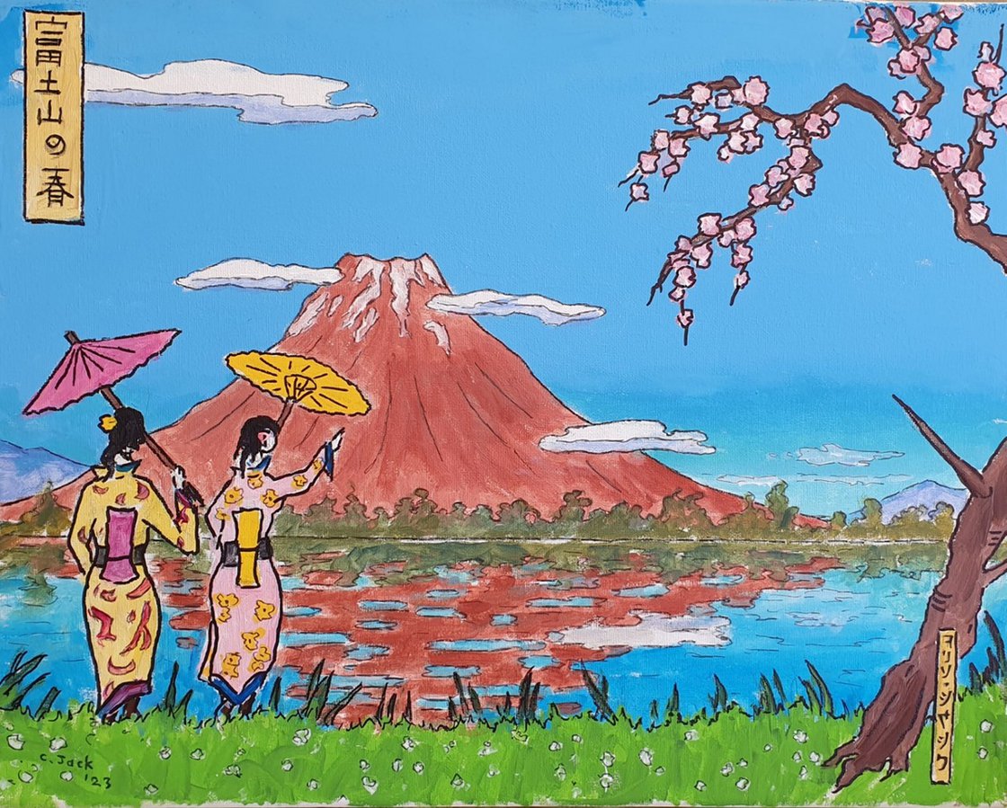 springtime by mount fuji Acrylic painting: Colin Ross Jack | Artfinder
