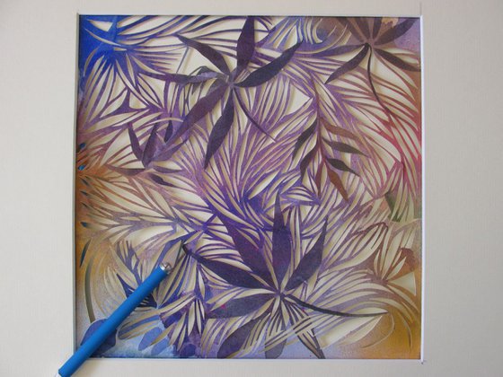 colorful leaves watercolor with paper cut