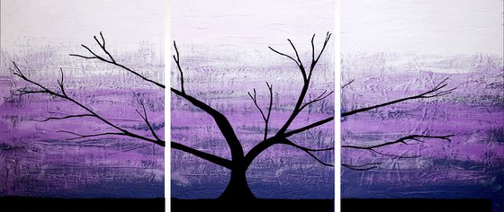tree of life in purple violet triptych 54 x 24"