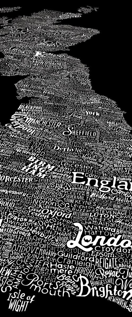 England Type Map (Black) by Dex