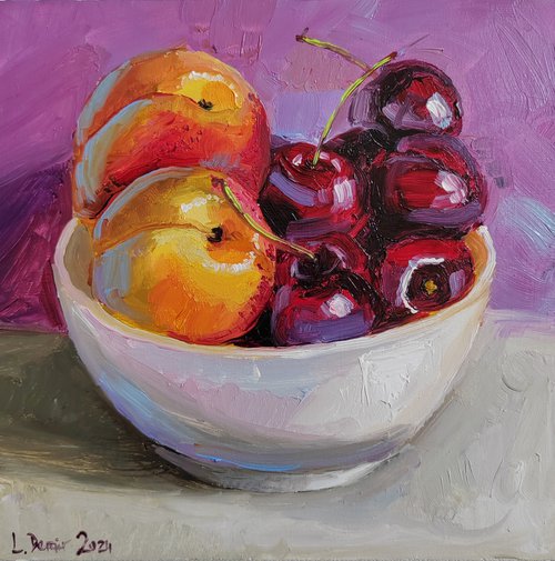 Cherries and Apricots fruit by Leyla Demir
