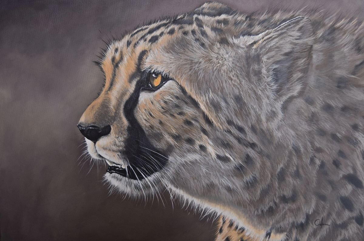 Photorealistic Animal Oil Painting By Nicola Colbran, 35 X 24", 